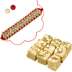 Rakhi - SR-9100 -288(Single Rakhi), 500gms Haldiram Soan papdi